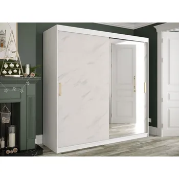 Šatní skříň Šatní skříň Nonnus 200 T2, Úložný prostor: ne, Barva: bílá matná / bílá mramor MIRJAN 5903211110269