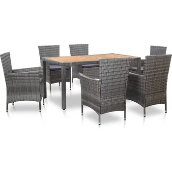 Petrashop 7dílný zahradní jídelní set s poduškami polyratan šedý Šedá46021