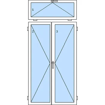 Okno SKLADOVÁ-OKNA.cz Dvoukřídlé plastové okno se štulpem a nadsvětlíkem PREMIUM - 1060 x 2180 mm Bílá