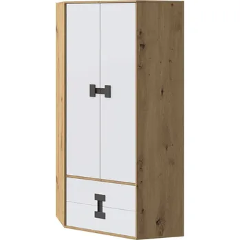 Šatní skříň Rohová skříň se zásuvkami Tikrote TE02, Barva: dub artisan / bílý MIRJAN 5903211149115