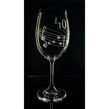 Sklenice Sklenice motiv noty, dárek k 40 narozeninám - ručně ryté (broušené), dárková krabička