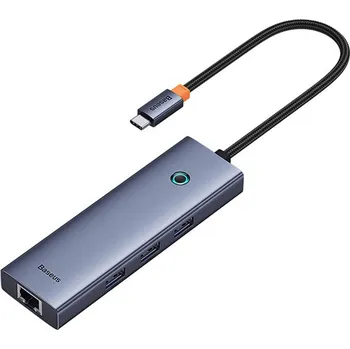 Rozvaděč NoName Baseus hub Ultra Joy USB 6v1 (USB-C/1xHDMI4K30Hz/3xUSB 3.0/1xPD/RJ45) šedý 6932172630713