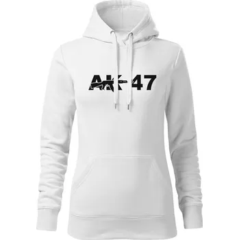 Dámská mikina DRAGOWA dámská mikina s kapucí ak47, bílá 320g/m2