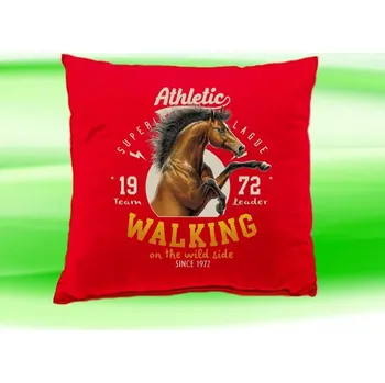 Dekorativní polštářek Polštářek kůň koník koňská hlava červený (polštář s koněm)