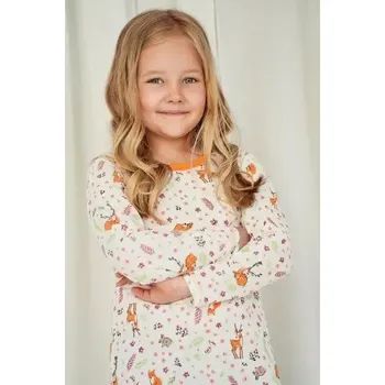 Dívčí noční košile Taro, dětská noční košile 3034/1-Nell, dlouhý rukáv, smetanová, vel. 128