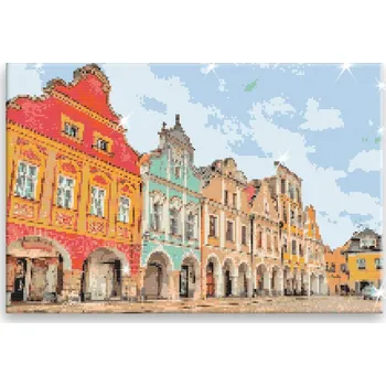 Diamantové malování Diamantové malování - Náměstí Telč 03 - 60x40 cm, plátno vypnuté na rám - CZ výroba