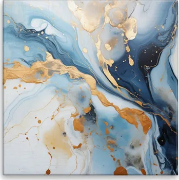 Obraz Obraz na plátně - Modro zlatý mramor - 40x40 cm - CZ výroba