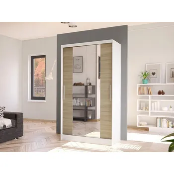 Šatní skříň Šatní skříň se zrcadlem Kamabi II, Barva: bílá / sonoma MIRJAN 5903211127366