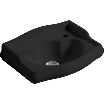 RETRO keramické umyvadlo 41x30cm, otvor pro baterii vpravo, černá mat