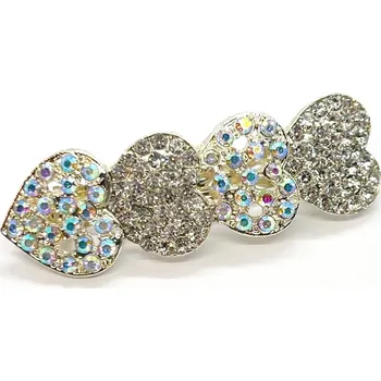 Francouzská spona do vlasů s broušenými kamínky srdce