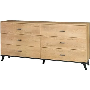 Komoda Komoda Mallorca 6S ML05, Barva: dub lefkas / dub lefkas + černá MIRJAN 5902928908817