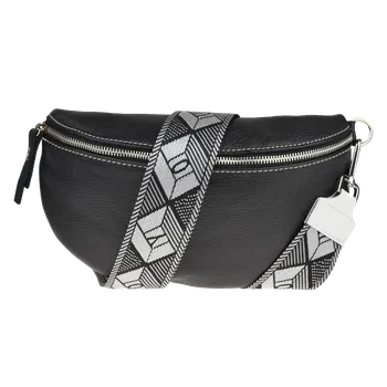 Kabelka NovaKabelka.cz Kožená italská crossbody kabelka Reni Grande Nera s přídavným popruhem XVIII