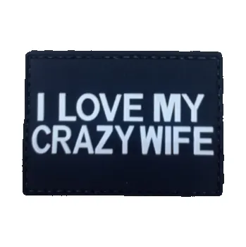 Nášivka WARAGOD I love my crazy wife PVC nášivka, černo bílá