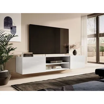 Televizní stolek Tv stolek Koda 200 K, Barva: bílá / bílá lesk MIRJAN 5903211151774