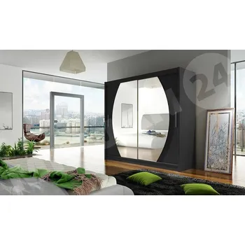 Šatní skříň Skříň s posuvnými dveřmi London IV, Barva: černá, Osvětlení: bez osvětlení MIRJAN 5902928050653