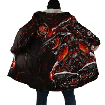 Pánská mikina Cosmo Star Zimní mikina s celoplošným 3D potiskem drak Velikost: M, Barva (Varianta): Plášť s kapucí 2