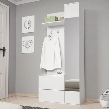 Předsíňová stěna MIRJAN Mats bílá/bílý lesk