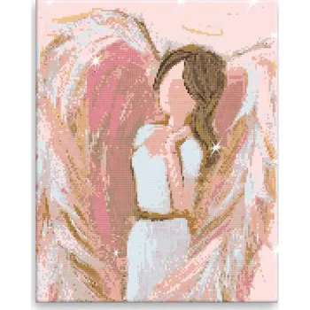Diamantové malování Diamantové malování - Anděl s růžovými křídly - 40x50 cm, plátno vypnuté na rám - CZ výroba