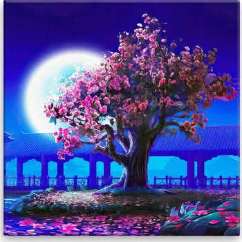 Obraz Obraz na plátně - Růžové květy za úplňku - 40x40 cm - CZ výroba