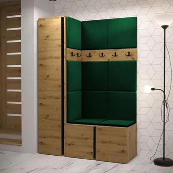 Předsíňová stěna Předsíň Tavasz IX, Barva: dub artisan / dub artisan + černá, Barva látek:: Manila 35 MIRJAN 5903211137303