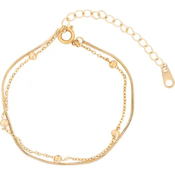 Náramek franco bene Dvojitý náramek s 5 kuličkami - pozlacený | 2180 Zlatá