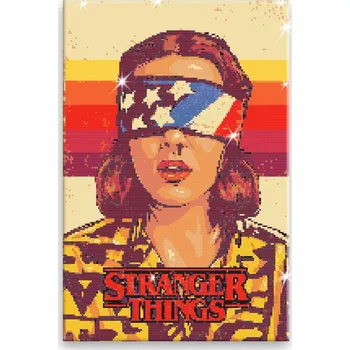 Diamantové malování Diamantové malování - Stranger Things 03 - 40x60 cm, bez dřevěného rámu - CZ výroba