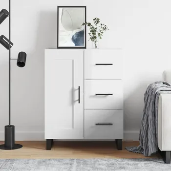 přebalovací pult a komoda Petrashop Příborník bílý s vysokým leskem 69,5x34x90 cm kompozitní dřevo Bílá830286