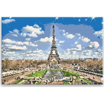 Diamantové malování Diamantové malování - Eiffelova věž - 60x40 cm, bez dřevěného rámu - CZ výroba