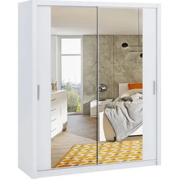 Šatní skříň Posuvná skříň se zrcadlem Kler SZ180 KE15, Barva: bílá + zrcadlo MIRJAN 5903211011955