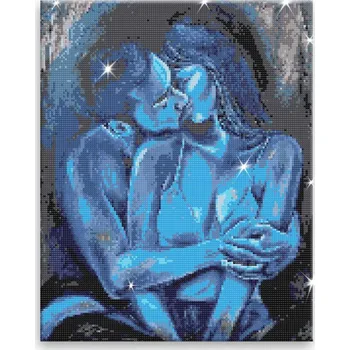 Diamantové malování Diamantové malování - Romantika v modrém - 40x50 cm, bez dřevěného rámu - CZ výroba