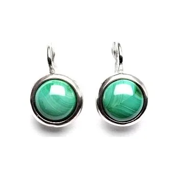 Náušnice Stříbrné náušnice, přírodní malachit, NK 1503