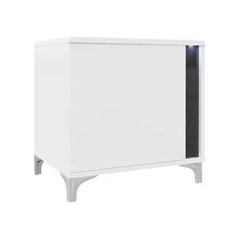 Noční stolek Anrok P AR14, Barva: bílá / bílý lesk + černý lesk MIRJAN 5902928365900