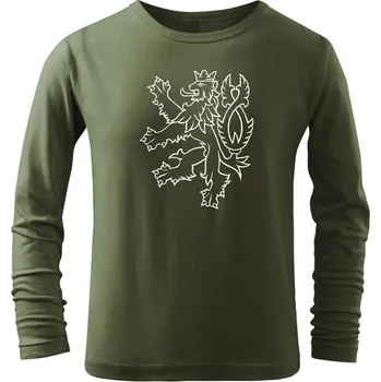 Chlapecké tričko DRAGOWA Dětské dlhé tričko Český lev, olivová
