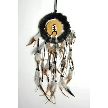 Lapač snů Lapač snů černý s kůží 39 cm