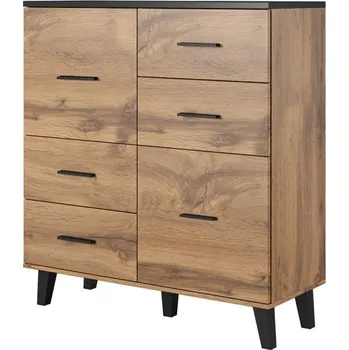 Komoda Kombinovaná komoda Sanna 110 2D4S, Barva: wotan / wotan + černý MIRJAN 5903211062605