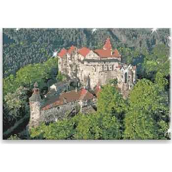 Diamantové malování Diamantové malování - Hrad Pernštejn 02 - 60x40 cm, bez dřevěného rámu - CZ výroba