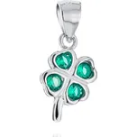 Stříbrný přívěsek - čtyřlístek se zelenými zirkony