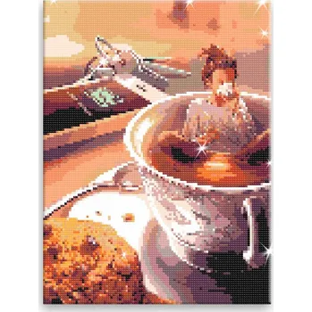 Diamantové malování Diamantové malování - Ranní káva - 30x40 cm, bez dřevěného rámu - CZ výroba