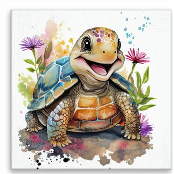 Obraz Obraz na plátně - Veselá želva - 40x40 cm - CZ výroba