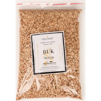 Štěpka na uzení OHENVZAHRADE.CZ Prvotřídní dřevní štěpka 3-8 mm buk - 1 kg