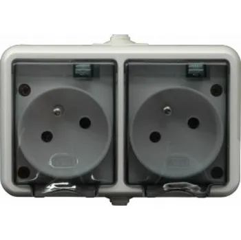 vypínač SEZ-CZ SEZ Dvojzásuvka GH 232 IP44 šedá/transparentní 121436