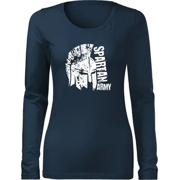 Dámské tričko DRAGOWA Slim dámské tričko s dlouhým rukávem León, tmavě modrá 160g / m2