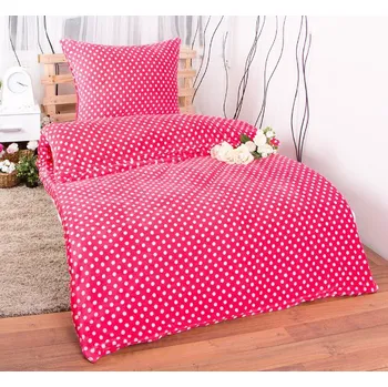 Povlečení Povlečení mikroplyš puntík červeno růžový 200x220