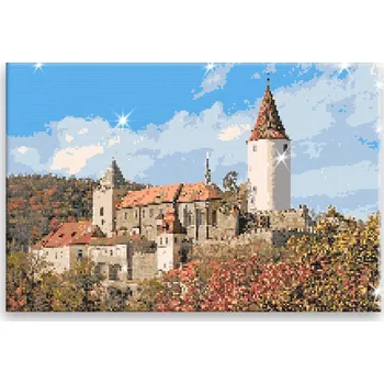 Diamantové malování Diamantové malování - Hrad Křivoklát - 60x40 cm, bez dřevěného rámu - CZ výroba