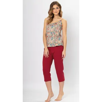 Dámské noční prádlo Kaštanové pyžamo pro ženy z bavlny LEVEZA, kaštanové L i170_101131403148