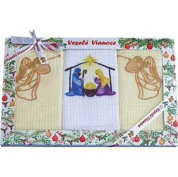 Utěrka Forbyt Bavlněné utěrky Vánoční Dárkové balení, Jesličky, sada 3 ks, 50 x 70 cm