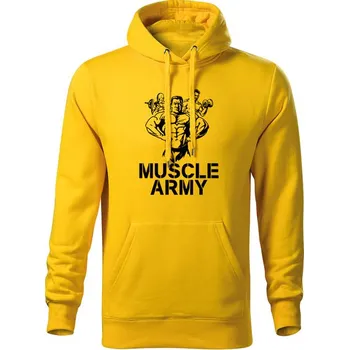 Pánská mikina DRAGOWA pánská mikina s kapucí muscle army team, žlutá 320g / m2