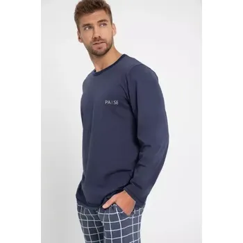 Pánské pyžamo Taro, pánské pyžamo 3075-Roy, dlouhý rukáv, modrá, vel. 3XL