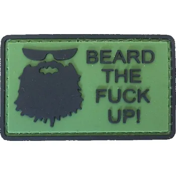 Nášivka WARAGOD Nášivka 3D Beard The Fuck Up olivová 6x3.5cm