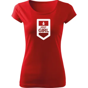 DRAGOWA dámské krátké tričko army girl, červená 150g/m2